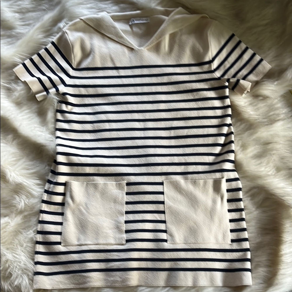 Darling Zara Navy and Cream Striped Sweater Dress - Picture 4 of 4